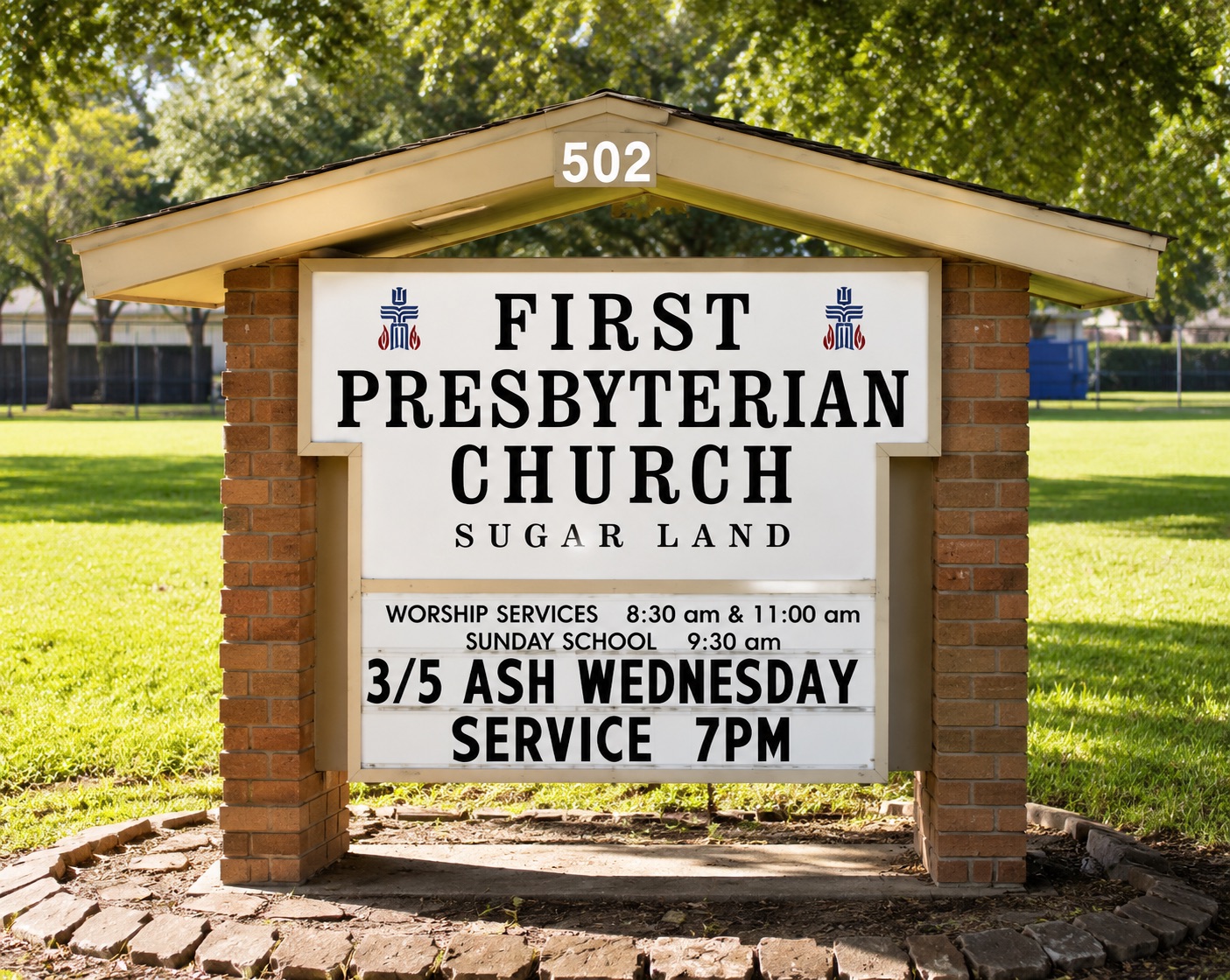 First Presbyterian Church of Sugar Land entrance sign